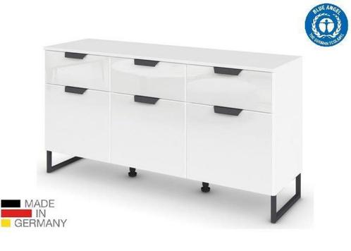 Commode-ladekast Modern Glas wit-basalt grijs breedte 140cm-, Kinderen en Baby's, Kinderkamer | Commodes en Kasten, Nieuw, 105 cm of meer
