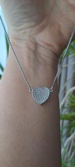 Swarovski ketting met hart, rodium toplaag., Ophalen of Verzenden, Nieuw, Zilver, Overige materialen