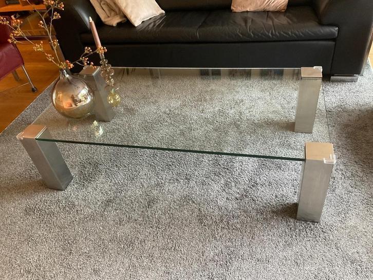 Glazen salontafel, Huis en Inrichting, Tafels | Salontafels, Minder dan 50 cm, 50 tot 100 cm, 100 tot 150 cm, Rechthoekig, Glas