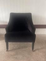 Zwarte Fauteuil met Wieltjes, Gebruikt, Minder dan 75 cm, Ophalen of Verzenden, Stof