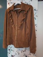 Tramontana suedine stretch blouse met ruches - Maat S, Kleding | Dames, Blouses en Tunieken, Bruin, Tramontana, Ophalen of Verzenden