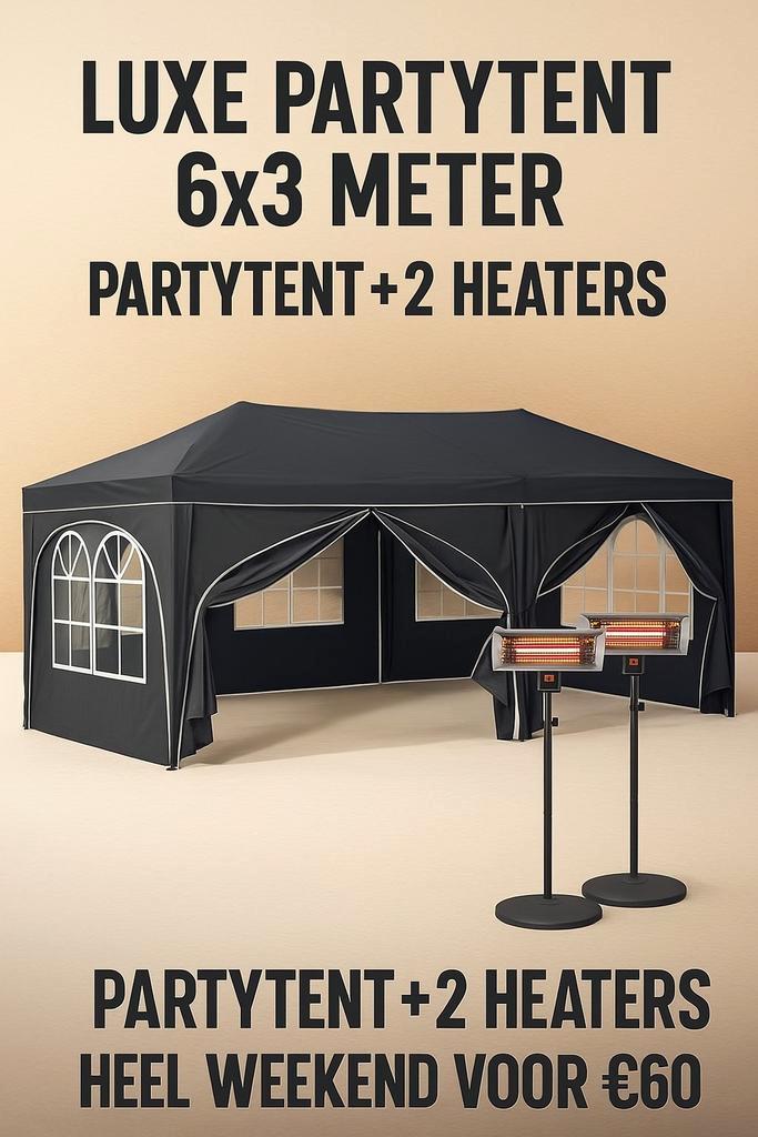 Partytent 6x3 meter + 2 Heaters – Heel weekend voor €60!, Tuin en Terras, Partytenten, Zo goed als nieuw, Ophalen