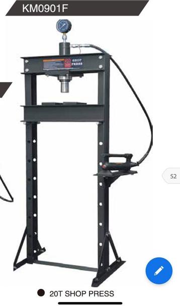 Werkplaatspers Hydraulisch 20 Ton kraftmuller beschikbaar voor biedingen