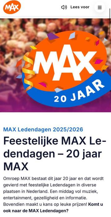 MAXticket feestelijke dag in concertgebouw Eindhoven beschikbaar voor biedingen