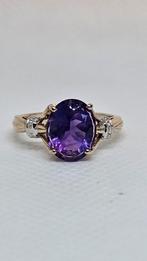 Schitterende Geelgouden Ring met Grote Amethist (ca. 5 Kt), Verzenden, Met edelsteen, Dame, Goud
