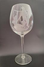 Groot wijnglas met afbeelding de kleine zeemeermin, Gevondenengemaakt@gmail.com, Beeldje of Figuurtje, Ophalen of Verzenden, Gevonden en Gemaakt