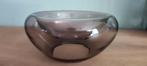 Vintage (retro) oud dubbelwandig glas schaal bruin, Ophalen of Verzenden
