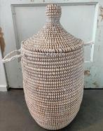 Hoge mand | Ibiza stijl | Handgemaakt | Wit | Senegal, Mand, Rond, Nieuw, Ophalen of Verzenden