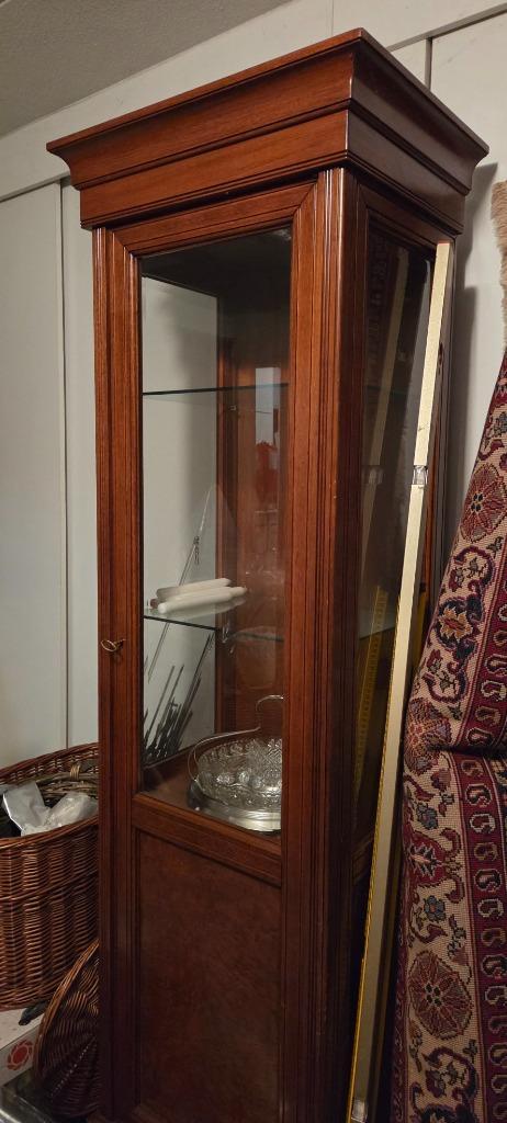 Prachtige kersenhout vitrinekast, 1 deurs, Huis en Inrichting, Kasten | Vitrinekasten, Gebruikt, 150 tot 200 cm, 50 tot 100 cm