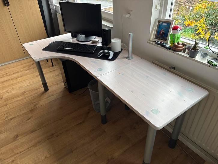 Flexa Bureau Whitewash - 190x89x71cm, Huis en Inrichting, Bureaus, Gebruikt, Bureau, In hoogte verstelbaar, Ophalen