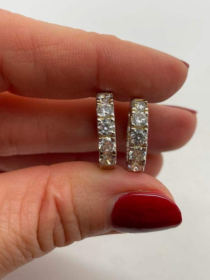 Z862 Prachtige zilveren creolen goudkleurig, Sieraden, Tassen en Uiterlijk, Oorbellen, Zilver, Goud, Ophalen of Verzenden