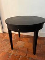 ANTIEKE FRANSE TAFEL BIJZETTAFEL ZWART HOUT MET LADE, Huis en Inrichting, Ophalen of Verzenden, Zo goed als nieuw, Rond, 60 cm of meer