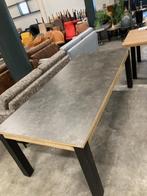 eettafel stoer model eiken met HPL blad blokpoten metaal, Huis en Inrichting, Tafels | Eettafels, 100 tot 150 cm, 200 cm of meer