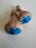 Art Deco Set 2 Glazen Karaf Flessenstoppen Blauwe Bloem 30’s, Antiek en Kunst, Antiek | Glas en Kristal, Ophalen of Verzenden
