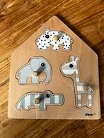 Houten Noppenpuzzel Dieren - Done by Deer, Ophalen of Verzenden, Zo goed als nieuw, Van hout, Minder dan 10 stukjes