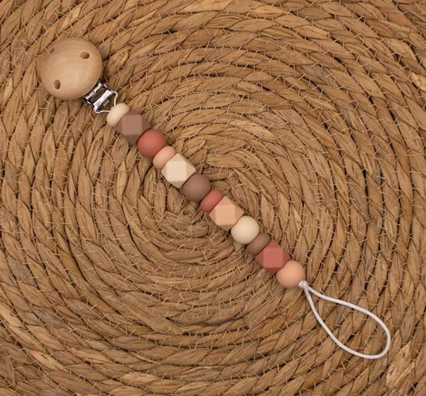 Speenkoord met siliconen kralen en een houten speenclip, Kinderen en Baby's, Kraamcadeaus en Geboorteborden, Nieuw, Kraamcadeau