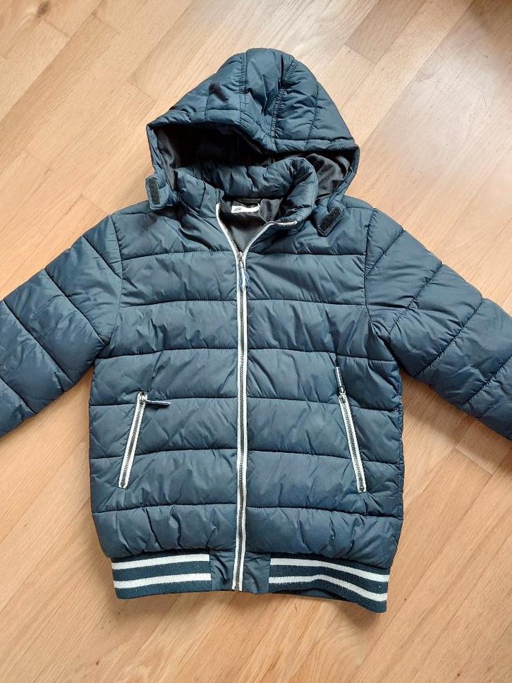 H&M donkerblauwe jongens winterjas mt. 170, Kinderen en Baby's, Kinderkleding | Maat 170, Gebruikt, Jongen, Jas, Ophalen of Verzenden