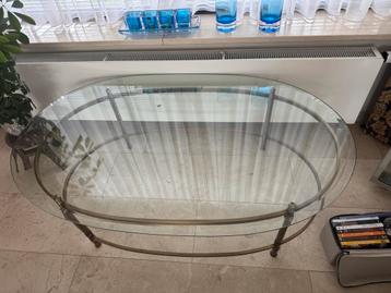 Glazen salon tafel messing onderstel beschikbaar voor biedingen