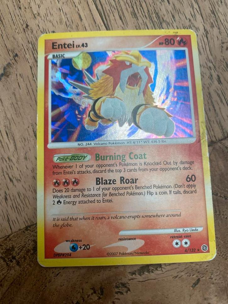 Pokemonkaart Entei 2007 - DPBP#294, Hobby en Vrije tijd, Verzamelkaartspellen | Pokémon, Zo goed als nieuw, Losse kaart, Foil