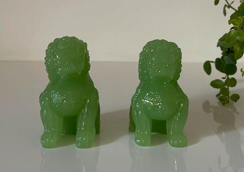 2 Foo Dogs groen, Verzamelen, Beelden en Beeldjes, Zo goed als nieuw, Dier, Ophalen of Verzenden