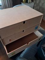 Houten kastje met 3 lades - Tekenspullen, Ophalen, Minder dan 50 cm, Gebruikt, Eenvoudig