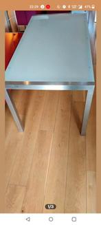 Tafel met melkglas blad ,licht onderstel,blad kan los mee, Ophalen, Zo goed als nieuw, Rechthoekig, 50 tot 100 cm