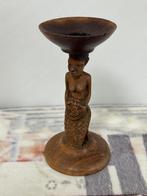Antiek 1950 afrika Africa Congo hout handgesneden kandelaar, Antiek en Kunst, Ophalen of Verzenden