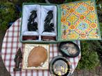 Lot Aziatica / Oosters, oa stel spekstenen vogels in etui, Antiek en Kunst, Kunst | Niet-Westerse kunst, Ophalen of Verzenden
