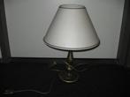Schemerlamp met stoffen kap en messing voet. (ong. 45cm), Huis en Inrichting, Lampen | Tafellampen, Ophalen of Verzenden, Gebruikt
