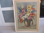 J. Kelderman, "Bloemstilleven ", olieverf. Doek in lijst., Antiek en Kunst, Ophalen