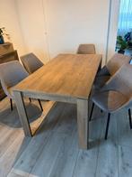 Eetkamertafel met 5 stoelen, Jysk VEDDE 90x160, eiken kleur, Huis en Inrichting, Tafels | Eettafels, Ophalen, Overige materialen