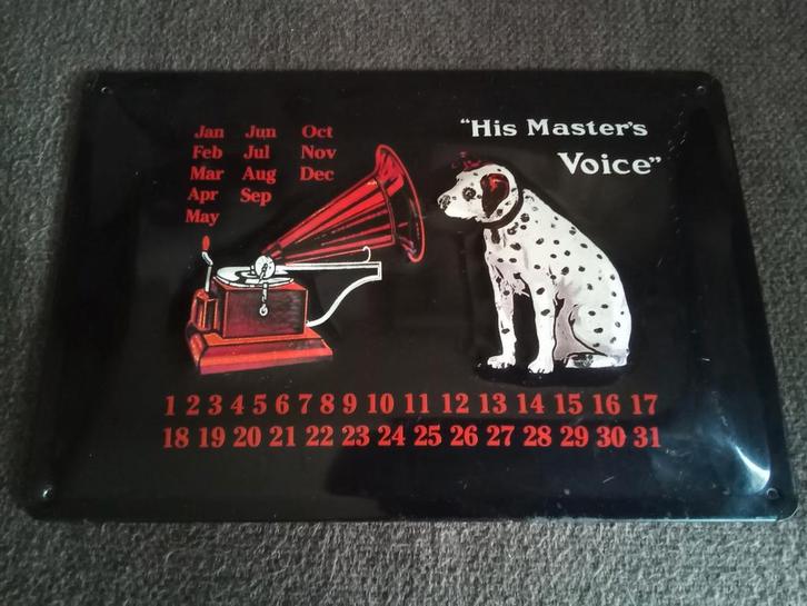 3D wandbordje " His Masters Voice"., Antiek en Kunst, Curiosa en Brocante, Ophalen of Verzenden