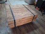 Industriële houten salontafel op u-poten, Ophalen, Gebruikt, 50 tot 100 cm, 50 tot 100 cm