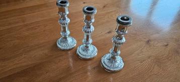 3 kandelaars Riviera Maison,  zilverkleurig glas, 20 cm hoog beschikbaar voor biedingen