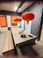 Picknickset steigerhout tafel 3 m., Tuin en Terras, Tuintafels, Ophalen, Zo goed als nieuw, Rechthoekig, Hout