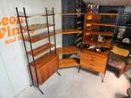 Vintage hoek wandsysteem, Huis en Inrichting, Kasten | Wandmeubels, 150 tot 200 cm, Teakhout, Ophalen of Verzenden, 150 tot 200 cm