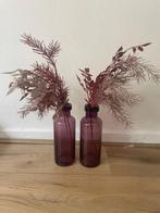 Paarse Vaasjes met Kunstbloemen - Set van 2, Gebruikt, Overige kleuren, Ophalen of Verzenden, Glas