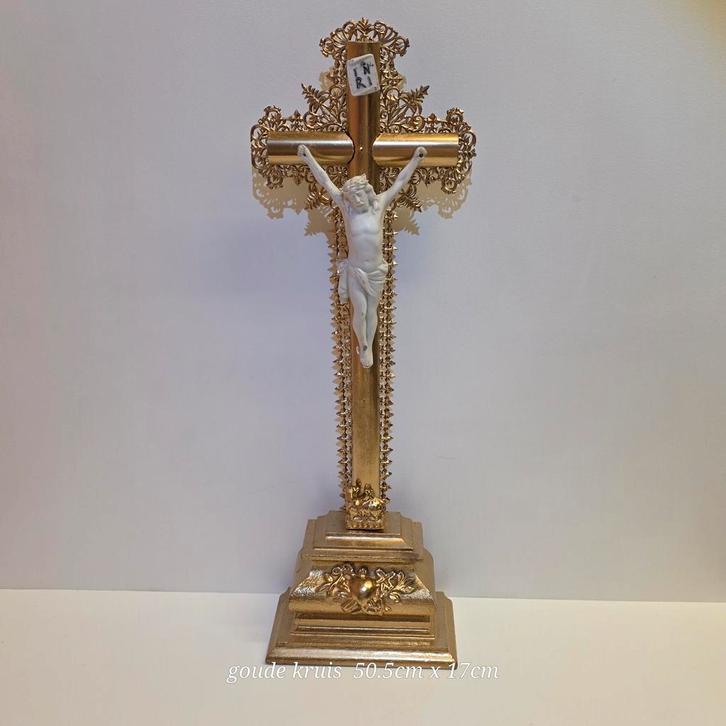 Antiek Kruisbeeld met Lam Gods - Eerste Helft 20e Eeuw, Antiek en Kunst, Antiek | Religie, Ophalen of Verzenden