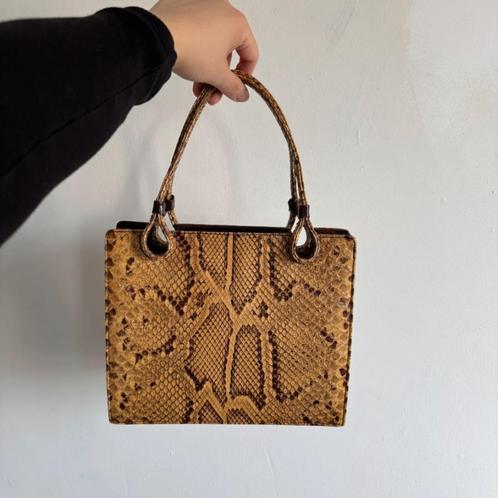 Vintage Boho Leren Handtas, Sieraden, Tassen en Uiterlijk, Tassen | Damestassen, Zo goed als nieuw, Handtas, Ophalen of Verzenden