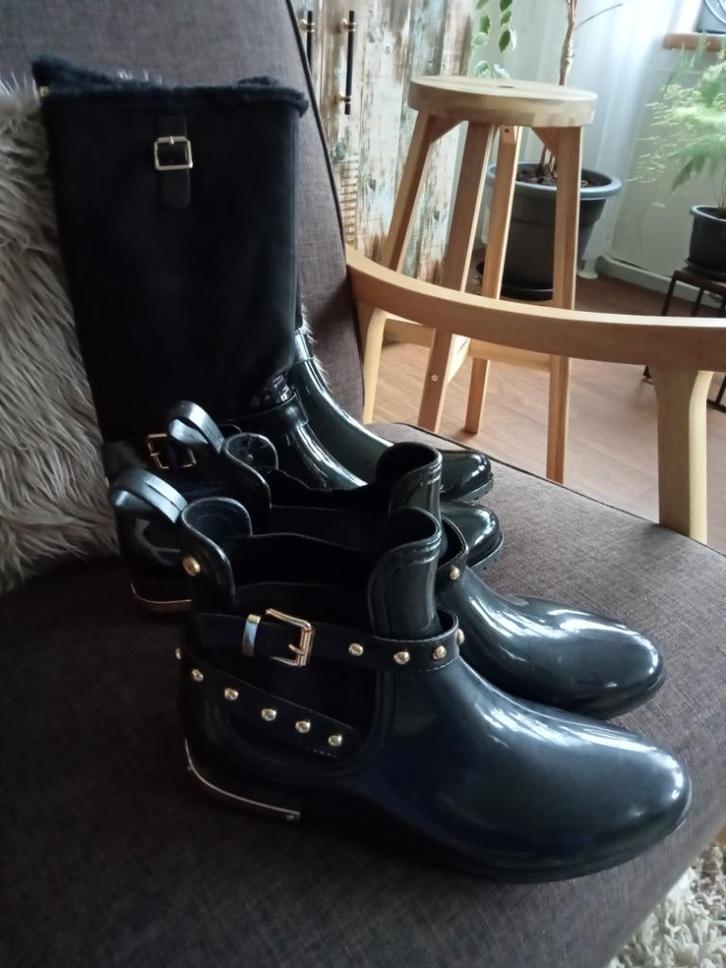 Regenlaarzen m.41, Kleding | Dames, Schoenen, Zo goed als nieuw, Regenlaarzen, Zwart, Ophalen of Verzenden