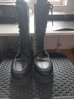 Zwarte leren veter dames laarsjes mt 41, Kleding | Dames, Schoenen, Ophalen of Verzenden, Zo goed als nieuw, Zwart