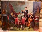 Groot olieverf schilderij-musicles, Antiek en Kunst, Ophalen of Verzenden