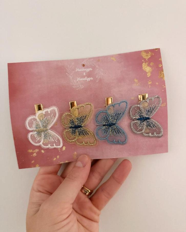 Haarknipjes & haarclipjes schuifspeldjes met vlinder 4stuks, Kinderen en Baby's, Kindermode-accessoires, Nieuw, Ophalen of Verzenden