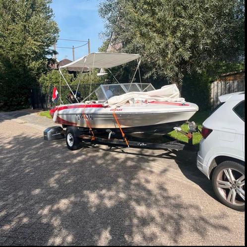 Speedboot + trailer + toebehoren, Watersport en Boten, Speedboten, Gebruikt, 3 tot 6 meter, Benzine, 70 tot 120 pk, Polyester