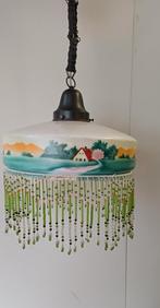 Mooie vintage antiek glazen kralenlamp, Ophalen of Verzenden, Glas, Minder dan 50 cm