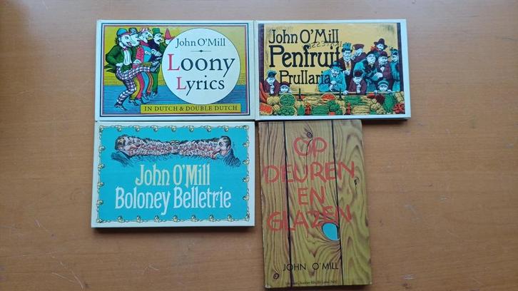 John O'Mill - Op deuren en glazen + 3 titels, Boeken, Literatuur, Gelezen, Nederland, Ophalen of Verzenden