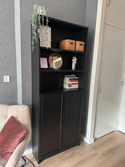 IKEA Billy boekenkast zwart, Huis en Inrichting, Kasten | Boekenkasten, 50 tot 100 cm, 200 cm of meer, 25 tot 50 cm, Met deur(en)