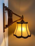 Prachtige vintage Schaarlamp met kap, Huis en Inrichting, Lampen | Wandlampen, Ophalen of Verzenden, Gebruikt, Hout