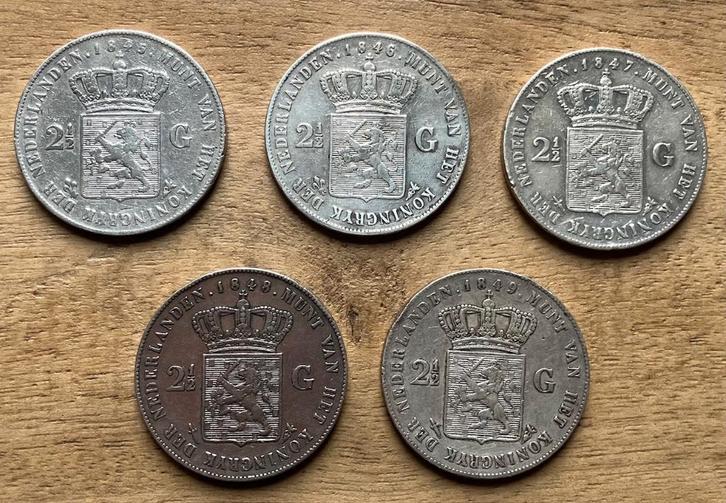 setje rijksdaalders / 2,5 gulden Willem II (1845-1849), Postzegels en Munten, Munten | Nederland, Setje, 2½ gulden, Koning Willem II