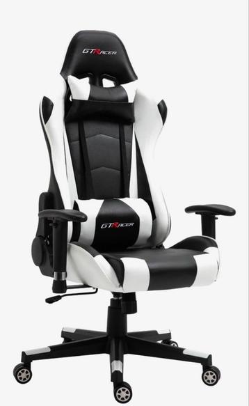 GTRacer Gaming Stoel - Zwart/Wit beschikbaar voor biedingen